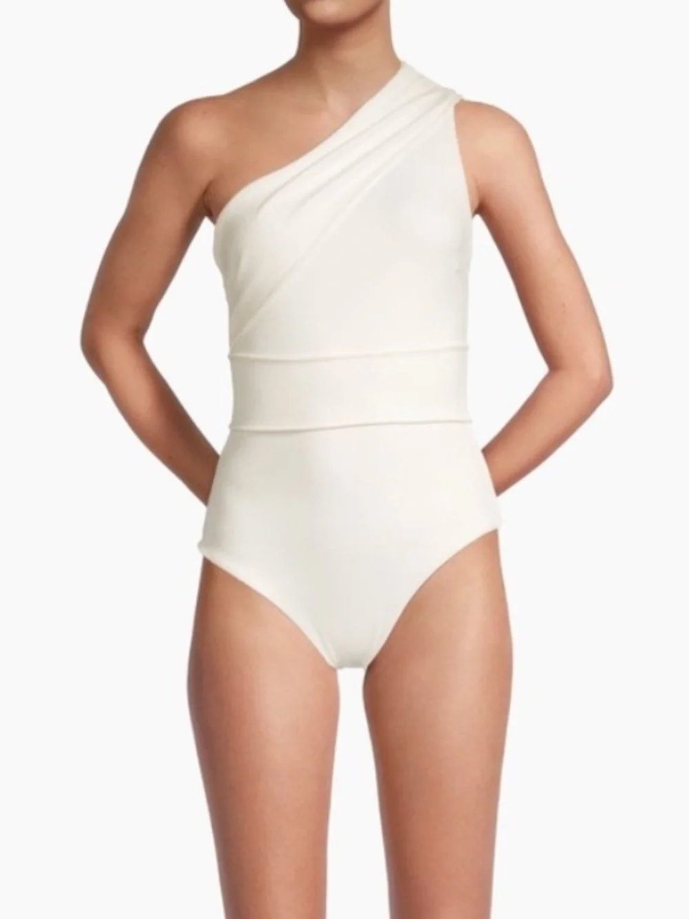 Haight Maio Maria Crepe One Piece Swimsuit in Off White SZ L NWT